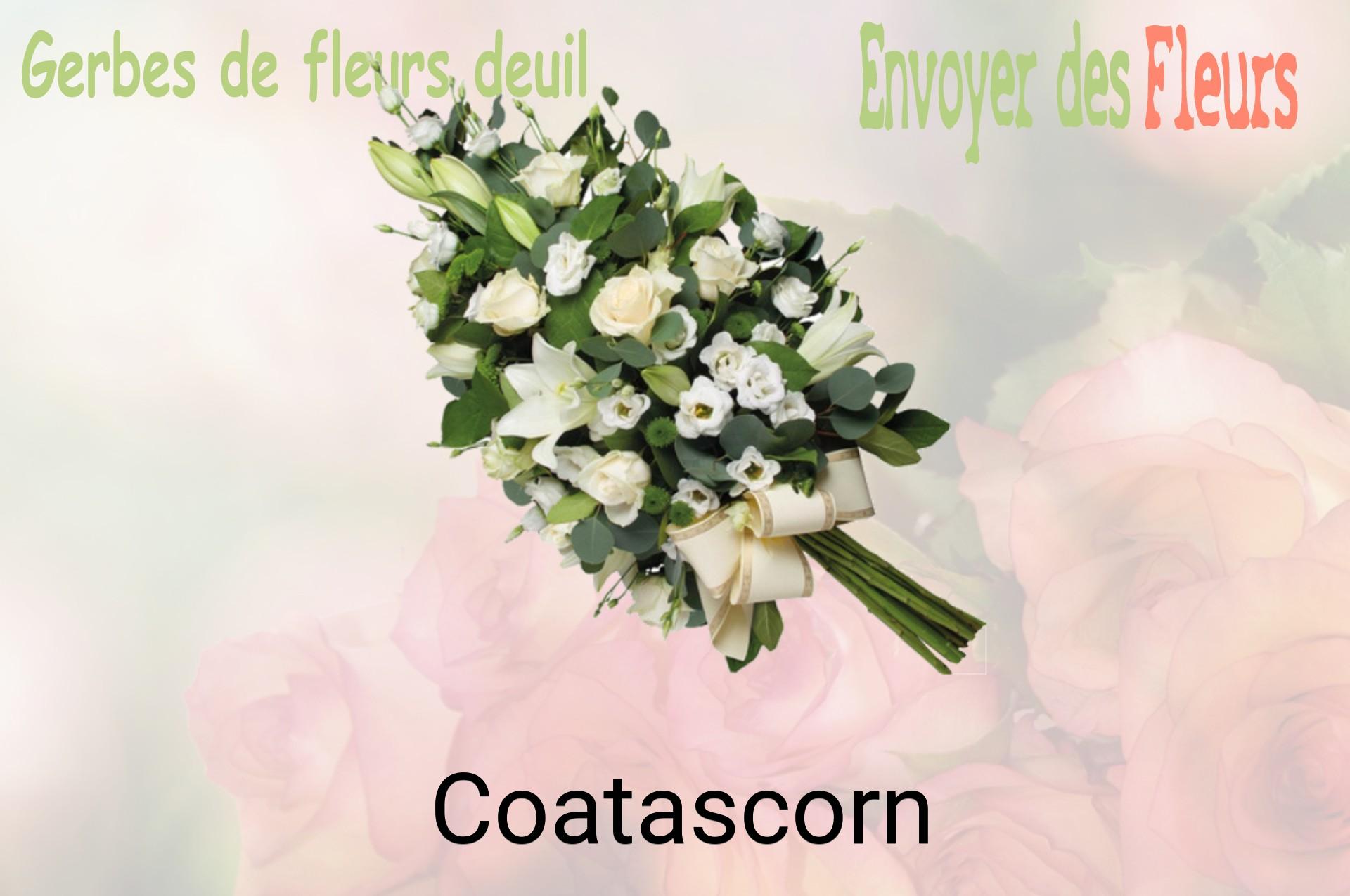 Gerbe de fleurs de deuil livrée à Coatascorn